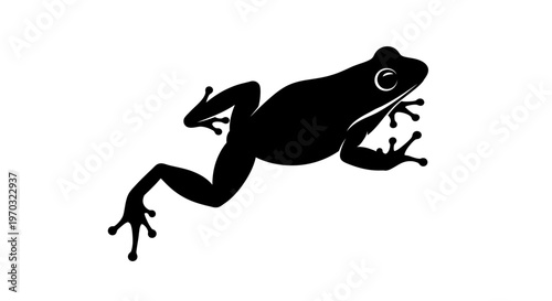 Silhouette of a frog in motion on a white background.