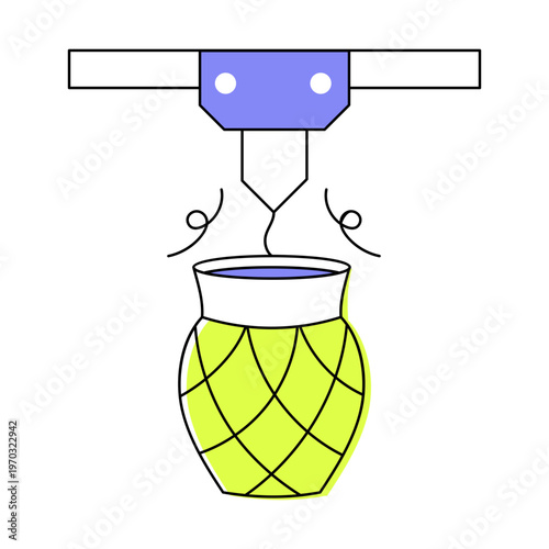 Flat icon depicting additive manufacturing