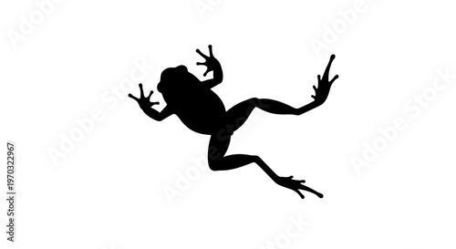 Silhouette of a frog in motion on a white background.