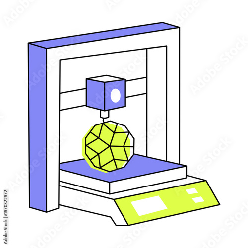 A flat style icon of 3d printing