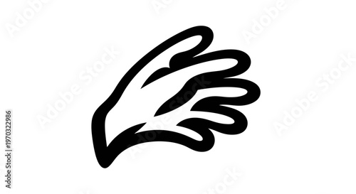 Stylized Black and White Wing Illustration.