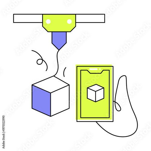 Flat icon depicting 3d additive