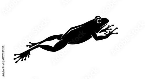 Silhouette of a frog jumping in motion.