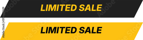 Black and yellow limited sale banner with angled ends, marketing graphic.
