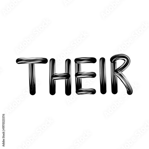 Fotografija Glossy Black Brushstroke Effect Lettering for the Word Their