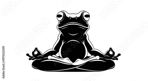 Zen Frog Meditating in Lotus Pose.