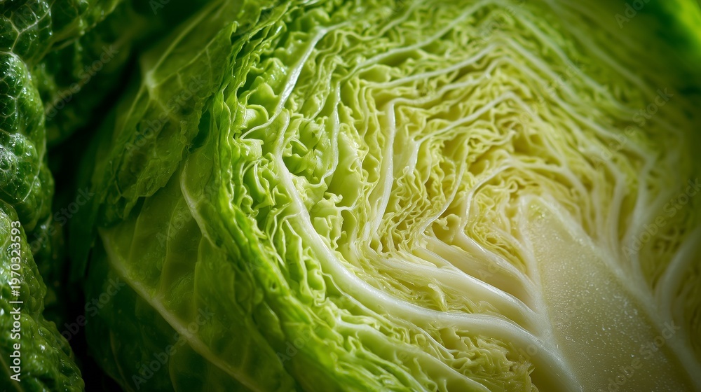 Obraz premium Close-up of a cabbage wedge showing natural geometric layers