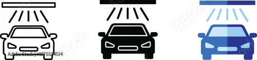 Car wash icons illustrate automated vehicle cleaning services for convenience.