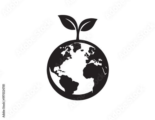Eco-friendly earth globe vector icon, sustainable planet illustration, environmental conservation graphic, global ecology symbol for green initiatives and nature protection.
