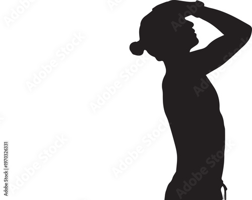 Silhouette of a person adjusting their hat vector illustration