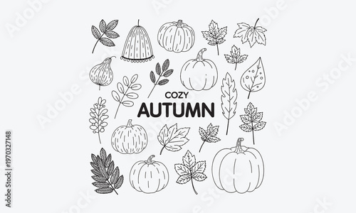 Thanksgiving and autumn season outline icon, vector and illustration1