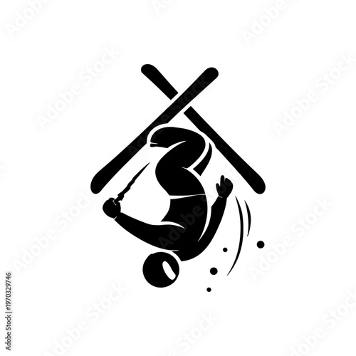 Aerial Backflip Skiing Icon