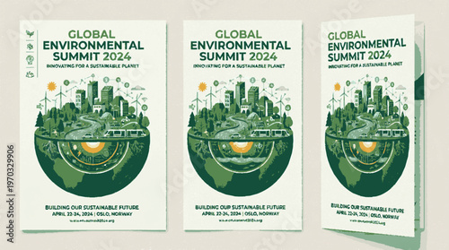 Brochures for global environmental summit 2024 on sustainable future and eco friendly development