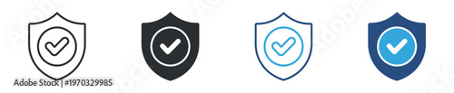 Security Shield Icon Set, Protection and Verification Symbols, Data Safety and Insurance Icons, Vector Illustration