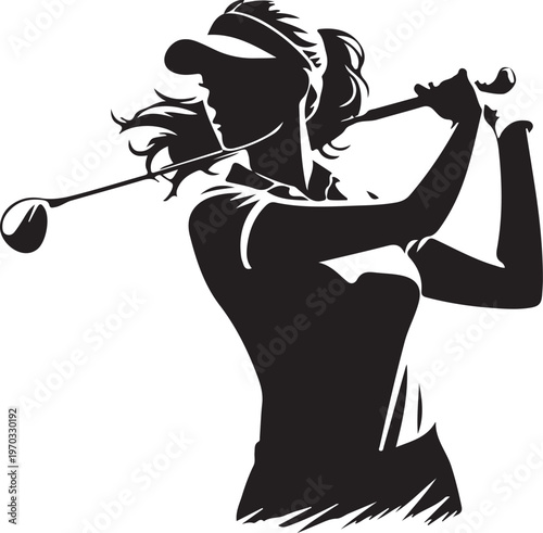 Female Golfer Silhouette - Woman Playing Golf Swing