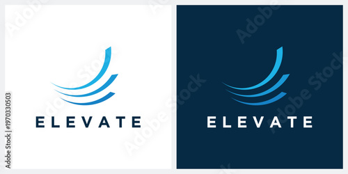 Initial letter E elevate for swoosh logo design 