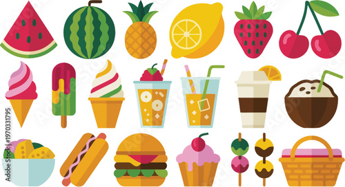 A Colorful Culinary Collection: An appetizing array of vibrant, delectable foods and treats, perfectly illustrating a diverse selection of culinary delights.