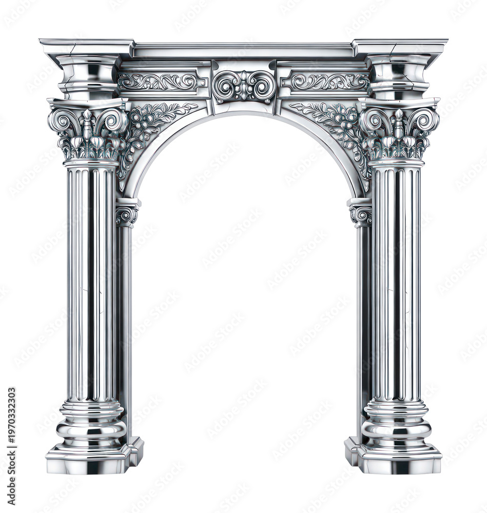 Fototapeta premium PNG Ornate silver architectural archway