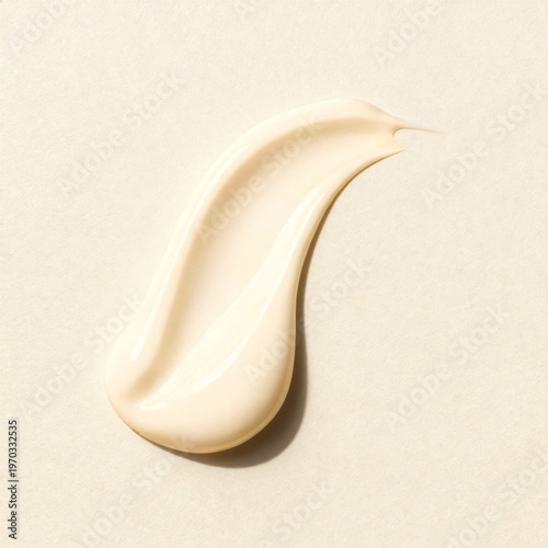 Foto Cosmetic creamy smear on beige background, skin care product texture closeup