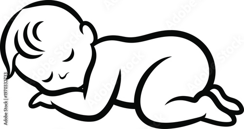 Sleeping baby figure outlines a peaceful slumber in a gentle, artistic representation.