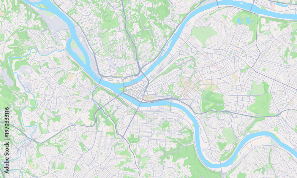 Fototapeta premium Pittsburgh Pennsylvania map