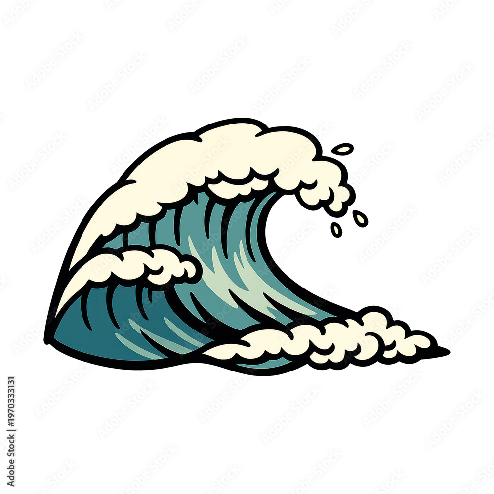 Obraz premium PNG Stylized ocean wave illustration.