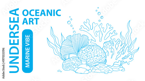 Undersea oceanic art marine vibe: detailed marine life illustration for creative projects.