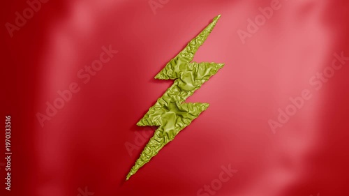 3D deflating thunderbolt icon silky ripple fluid background