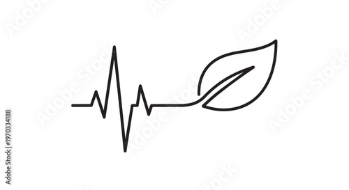 Eco friendly heartbeat, leaf line icon, eco concept, health symbol, vector illustration