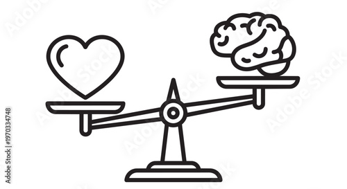 Heart vs Brain, Balance Scale Icon, Emotional Intelligence, Decision Making