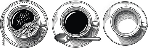 Coniferous Forest Tree Silhouette and Outline Set with Pine Fir Spruce and Evergreen Timber Elements for Nature and Winter Wilderness Design