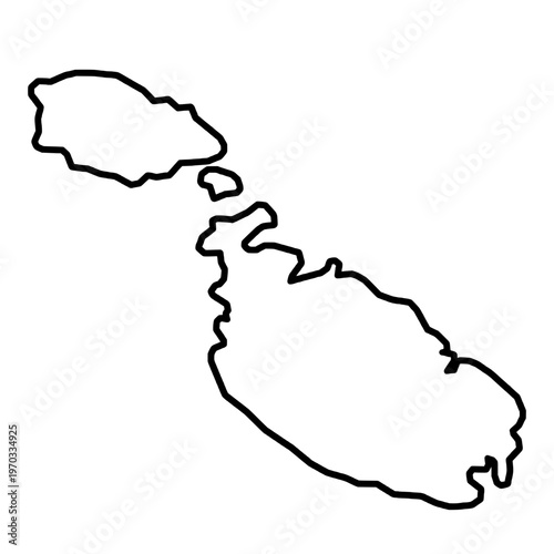 Malta Map Bold Black Outline