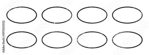 Set of grunge borders in oval form