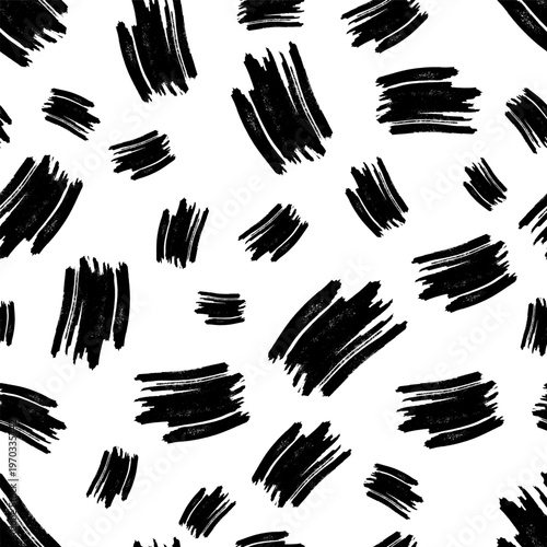 Seamless monochrome texture with chaotic brush strokes	