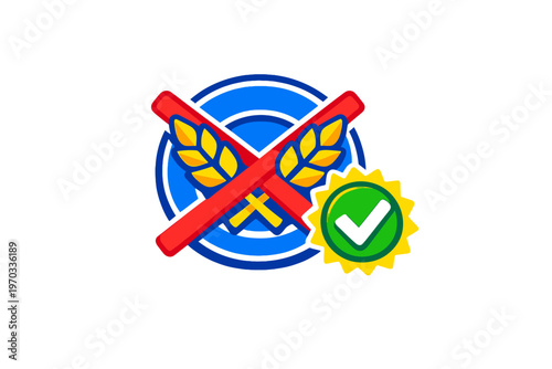 A vector illustration of a gluten-free symbol featuring two wheat