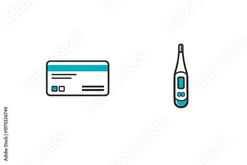 A minimalist flat icon illustration featuring a credit card and a