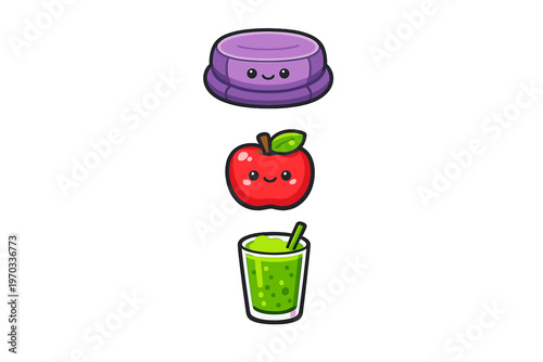 A cute vector illustration featuring a purple menstrual disc with a