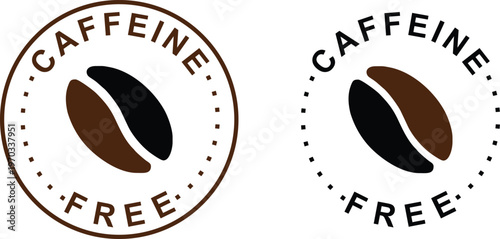 Caffeine free. Caffeine free label. Caffeine free emblem for food products