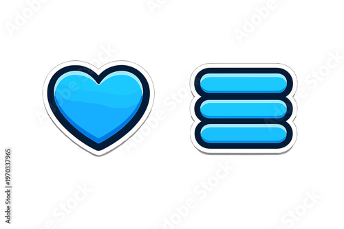 A set of two glossy blue icons on a white background, featuring a