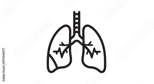 Human lungs, anatomy icon, medical illustration, healthcare symbol, black line art