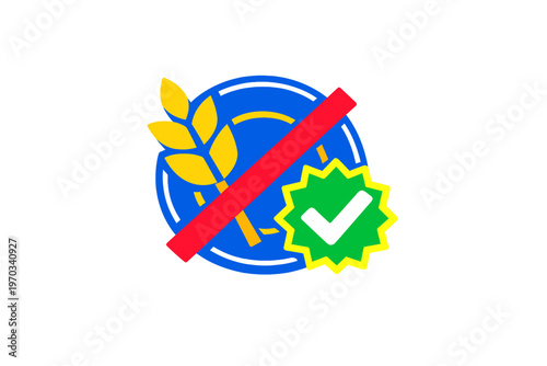 This illustration shows a gluten-free symbol with a yellow wheat