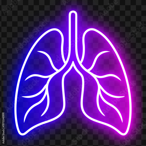 Neon Lungs Anatomy Illustration Healthcare Medical Science