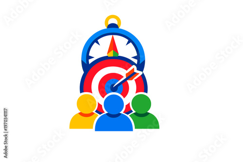 A conceptual illustration showing a target with an arrow hitting the