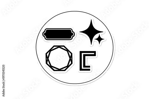 A collection of black minimalist geometric icons and symbols