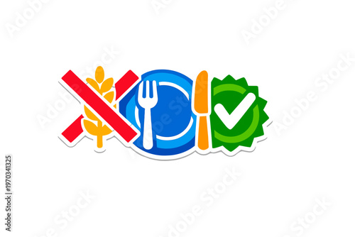 Colorful flat vector illustration showing a wheat stalk with a red