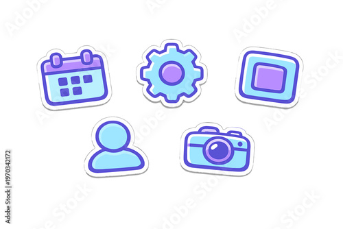 A collection of five stylized vector icons representing a calendar