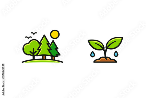 A vector set featuring two environmental icons