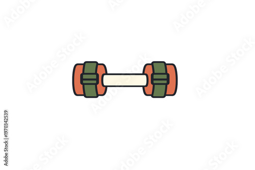 A minimalist flat illustration of a rolled-up mat or sleeping bag