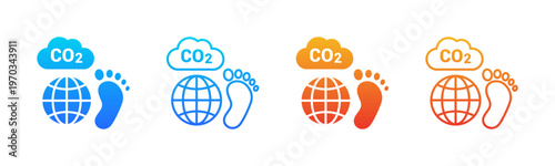 Carbon Footprint icon sheet multiple style collection