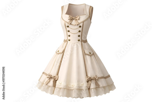 Sleeveless Victorian Military Lolita Dress with Double-Breasted Buttons, Light Academia Inspired